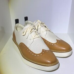 Cole Haan Women's Perforated Oxfords in White and Brown